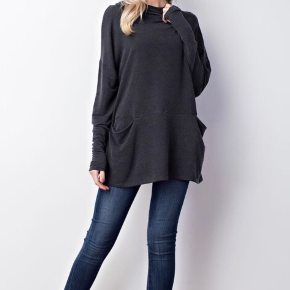 sandwashed LIGHTWEIGHT oversized hoodie - charcoal